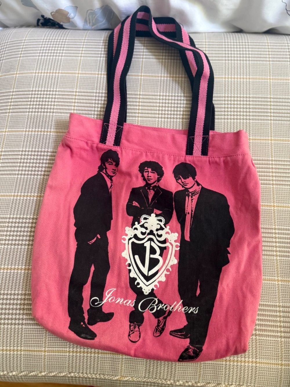 Pink Canvas Jonas Brothers Tote Bag